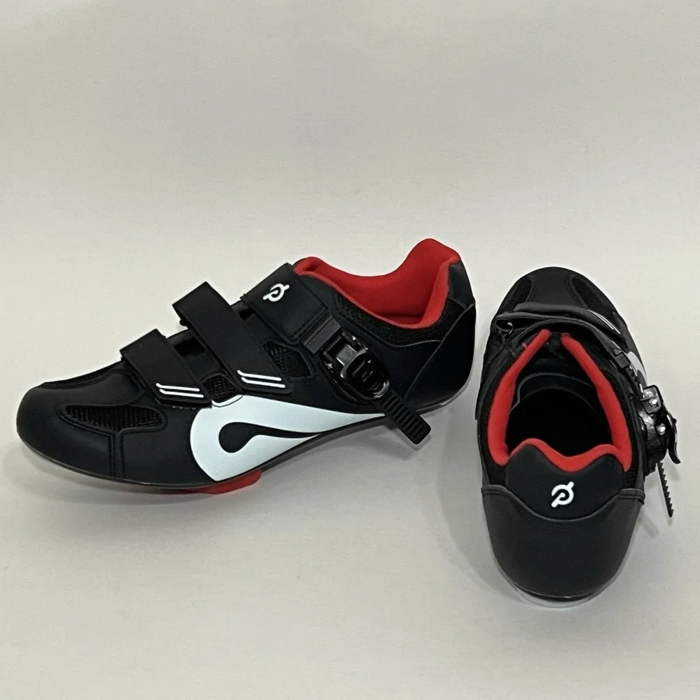 Peloton Cycling Bike Shoes Black Red Size 43 Unisex Men Size 10 / Women Size 12